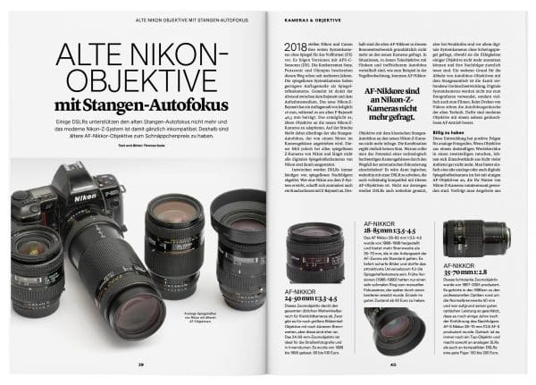 Doppelseite aus der PhotoKlassik 2024-I "Alte Nikon-Objektive"